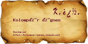 Kolompár Ágnes névjegykártya