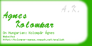 agnes kolompar business card